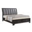 Grand lit avec tête de lit ultra, lit de rangement contemporain, finition grise, bois massif, deux tiroirs, rangement à rembourrage à joints anglais, conception, glissières pleine extension en métal-1618308599