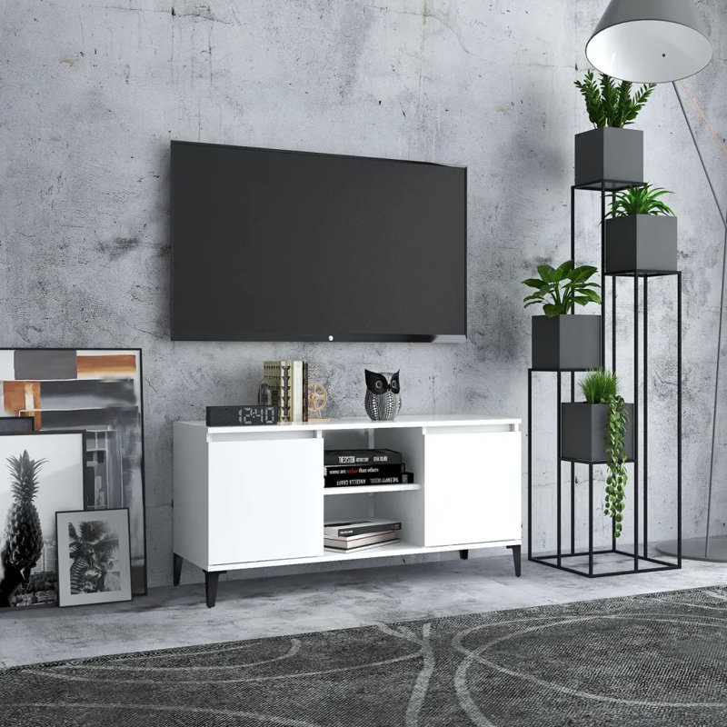 Steyning Unfinished TV Stand with Fireplace Included, White