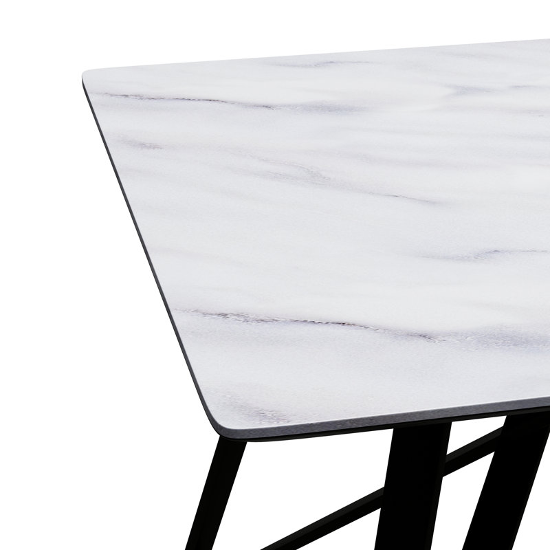 White Dining Table With Metal Base