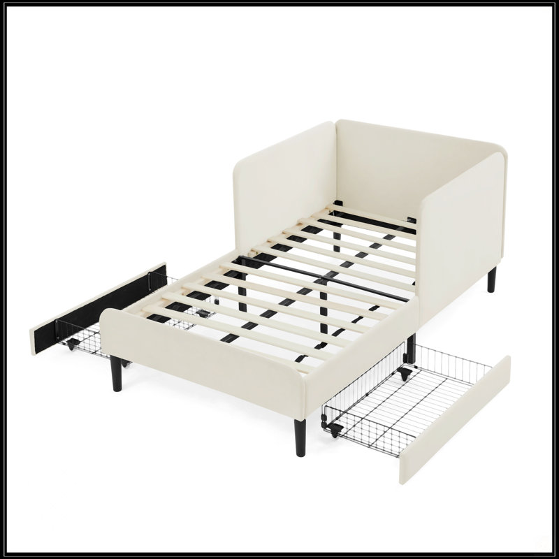 Twin Size Upholstered Platform Bed