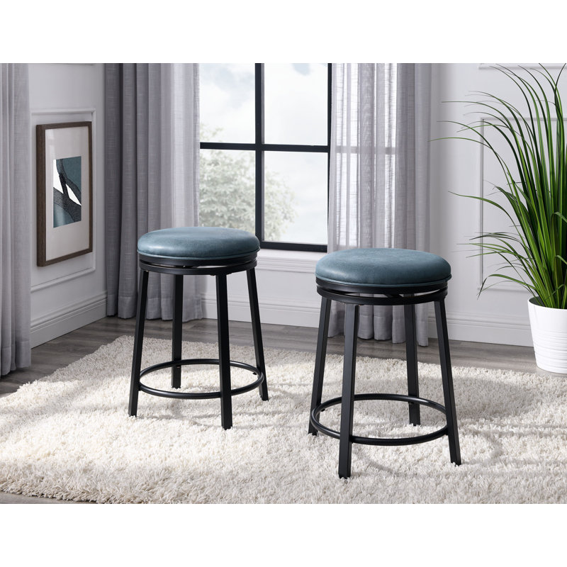 Ensemble de 2 tabourets pivotants avec structure en métal, Bleu