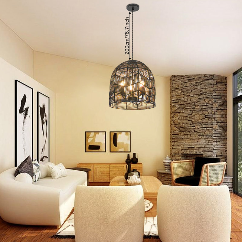 15.35" Rattan Ceiling Light Hand-Woven