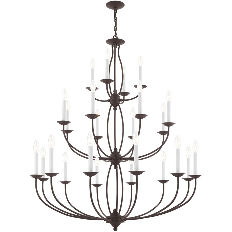 Lustre classique 24 lumières façon bougie, Bronze