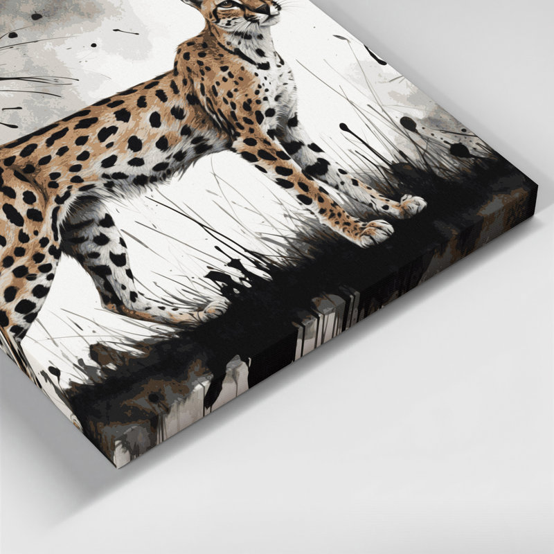 "Wildlife Serval", art mural sur toile beige, H 32 po x l 32 po