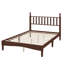 Lit plateforme double en bois avec tête de lit à motif de gourde-354075045
