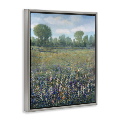 Lilac & Wildflower Fields Framed Floater Canvas Wall Art by Tim OToole