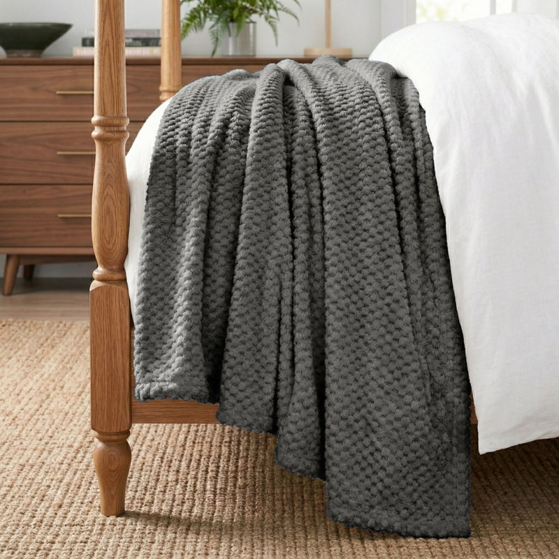 Couverture en molleton moelleux Lily, Très grand lit, Gris anthracite