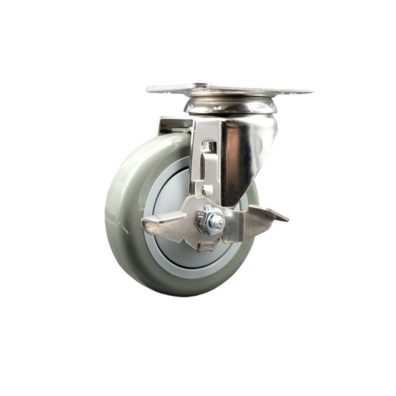 Roulettes pivotantes en polyuréthane 316SS avec roulettes SCC, gris