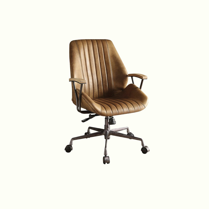 Chaise de bureau en cuir avec roulettes pivotantes, hauteur réglable