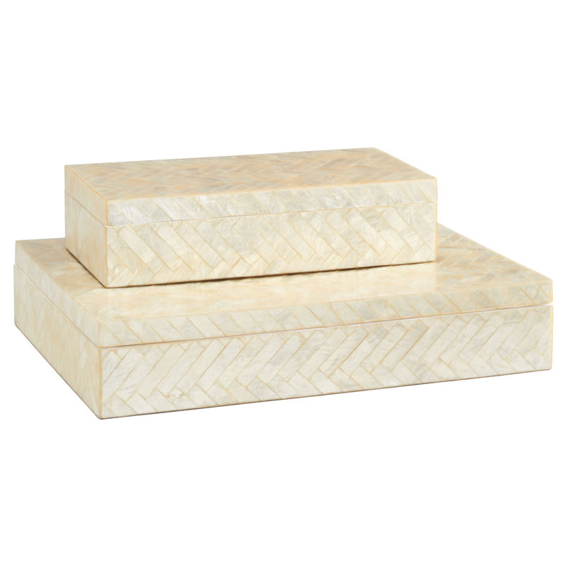 Triton Decorative Box, Pearl, 3" H x 12.25" W x 6.25" D