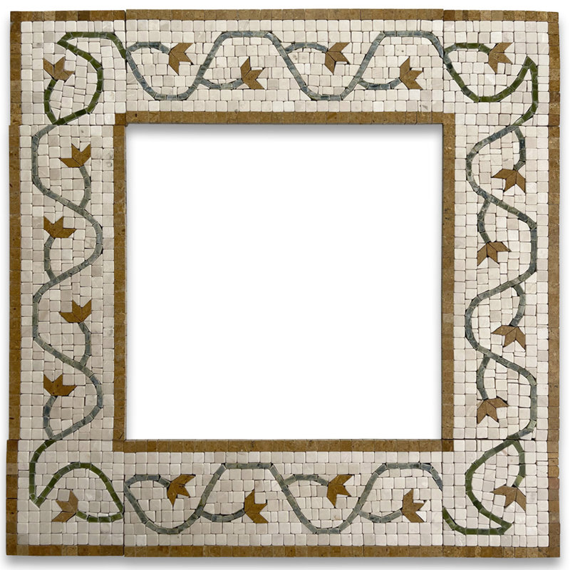 6" x 18" Marble Mosaic Wall & Floor Tile, Beige/Green/Gold