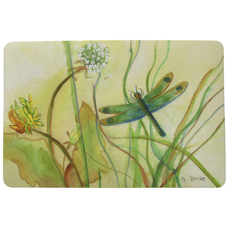 Tapis antidérapant intérieur / extérieur Coastal Dragonfly, Rectangle 2 pi 6 po x 4 pi 2 po