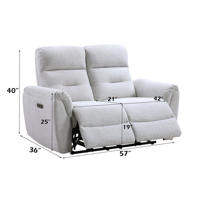 Causeuse en mouvement en chenille gris Eastre avec port USB
