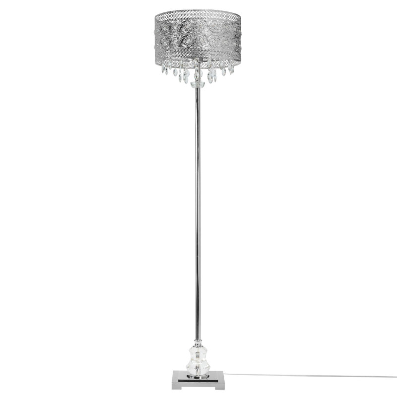 Lampe sur pied de style glam à finition argentée polie de 61 po Lenore