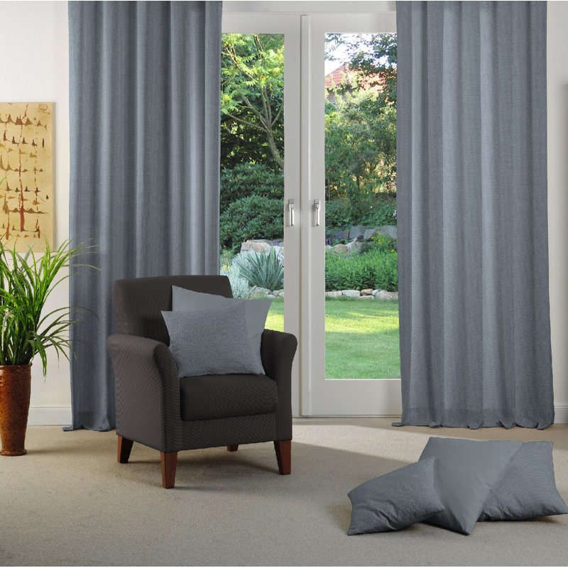 Uni Collection Light 100% Cotton Opaque Grommet / Eyelet Single Curtain Panel, 142cm wide x 295cm high, Royal blue