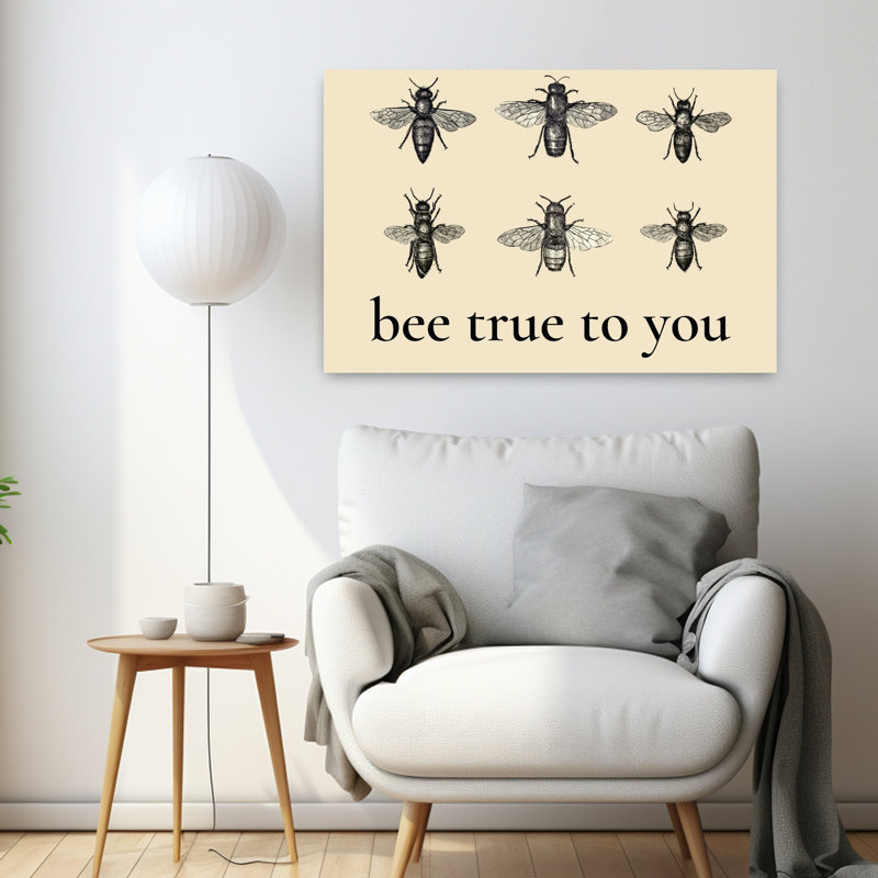 Bee True to You 1 Piece Wrapped Canvas Wall Art, 60.96cm H x 91.44cm W