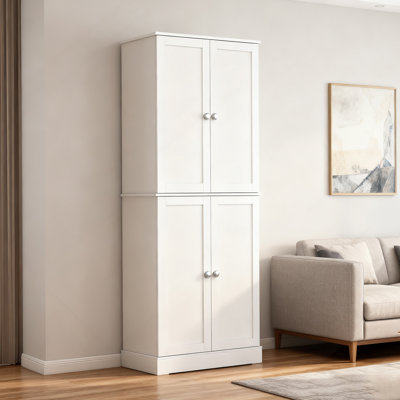 Armoire de cuisine 65 po, rangement moderne avec tablettes et portes réglables, armoire de salle à manger autoportante, blanc