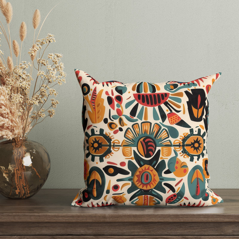 Housse de coussin réversible à motif floral Folk Maximalist, H 20 po x l 20 po