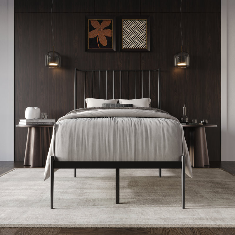 Metal Platform Bed, Twin, Black