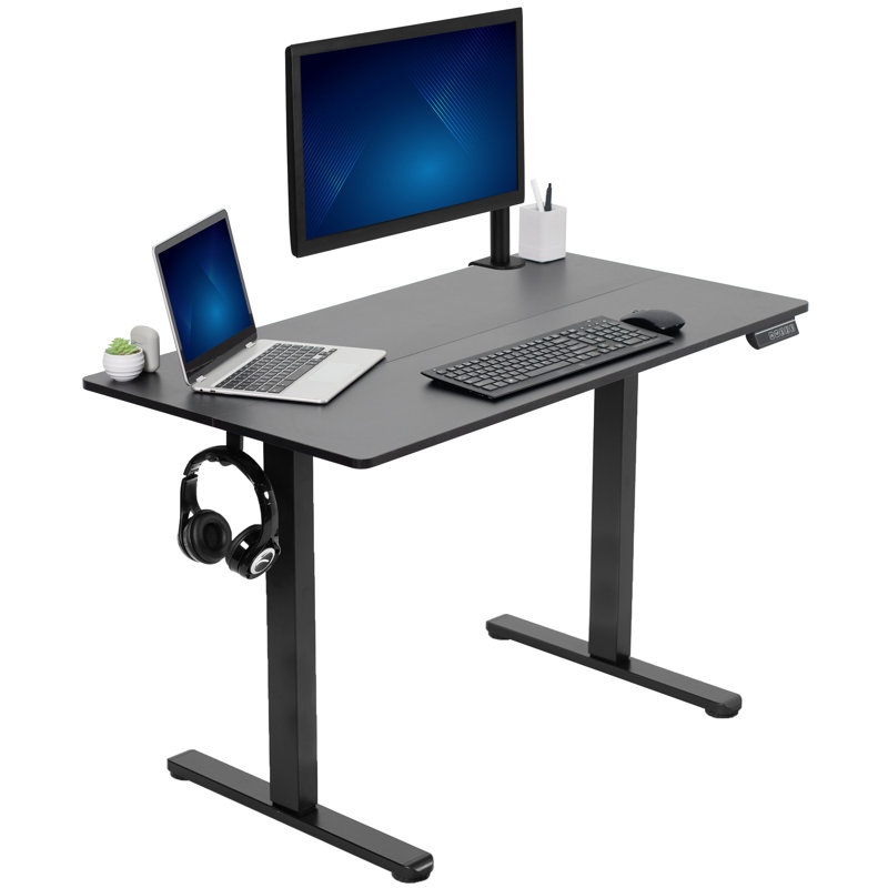 VIVO Electric 44"x 24" Sit Stand Desk, Height Adjustable Workstation (E144B series), Black/Black