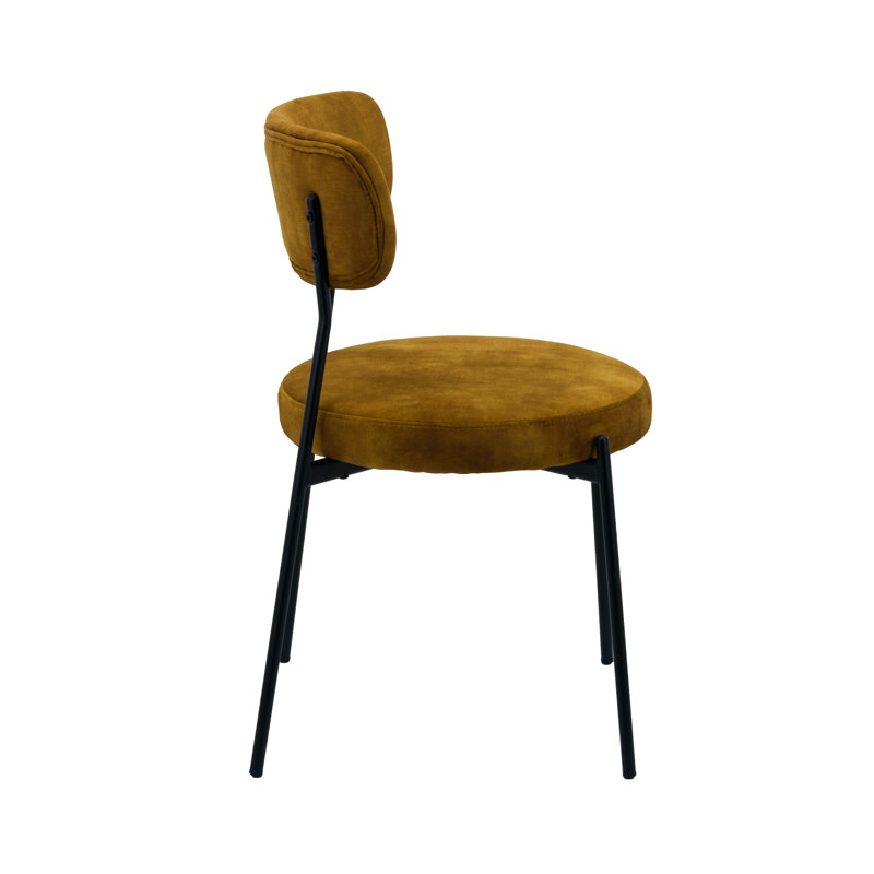 2 Wyoming Velvet Dining Chairs With Black Metal Legs, Orange