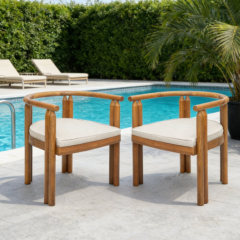 Ensemble de 2 chaises de salle à manger en bois massif avec accoudoirs Doven