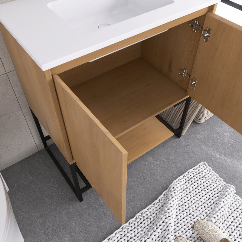 Frido 30'' Single Bathroom Vanity with Solid Surface Top