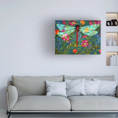 Art mural sur toile tendue - Holly Carr «Red Dragonfly», décoration murale pour le salon, la chambre à coucher ou le bureau - 24 x 32