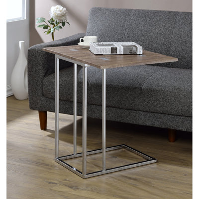 Table d'appoint en chêne avec plateau pliable / pivotant - 12 po à 24 po Bois flotté de conception contemporaine ~ Fabrication de support en métal au fini vieilli