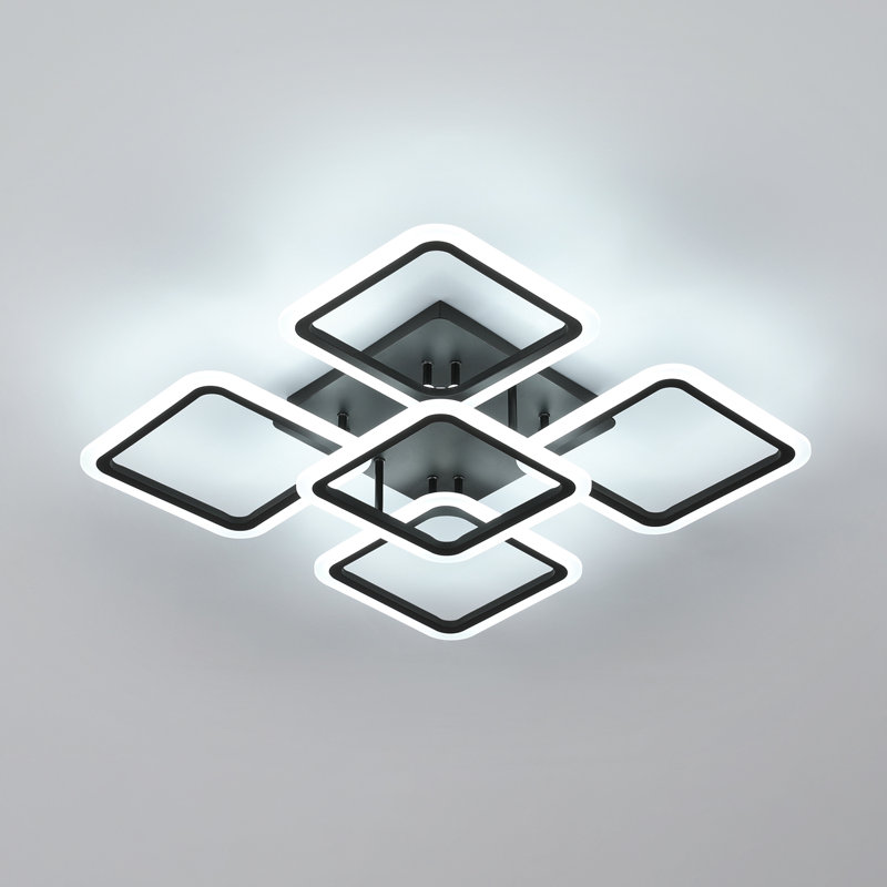 Acrylic Modern Square-Shaped 5-Light LED Semi Flush Mount Light