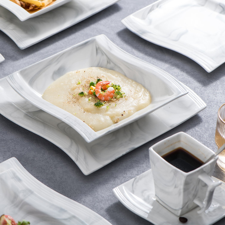 MALACASA, Series Blance, 5.5 Cereal Bowls Soup Bowls Marble Grey