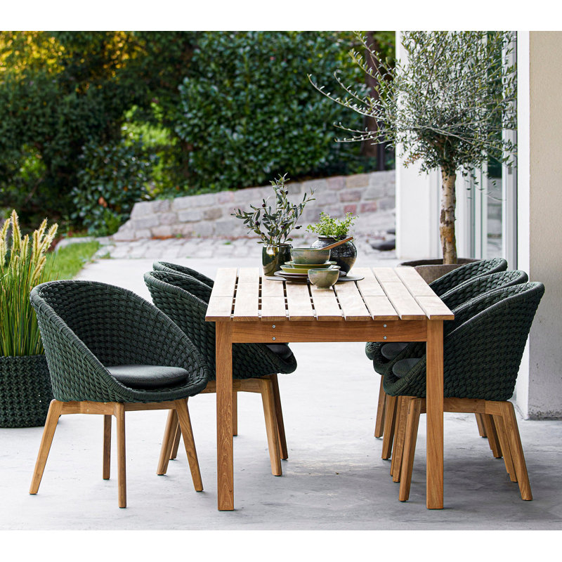 Peacock Chair with Teak Legs, Dark Green, Dark Green