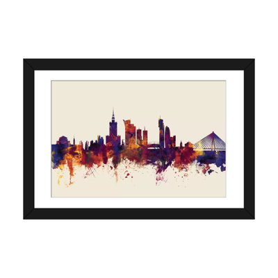 Série horizon : varsovie, pologne, impression sur toile tendue beige