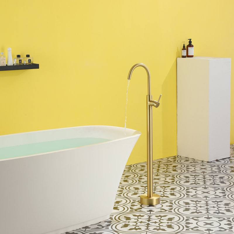 1 Handle Bathroom Freestanding Tub Filler, Brushed Gold