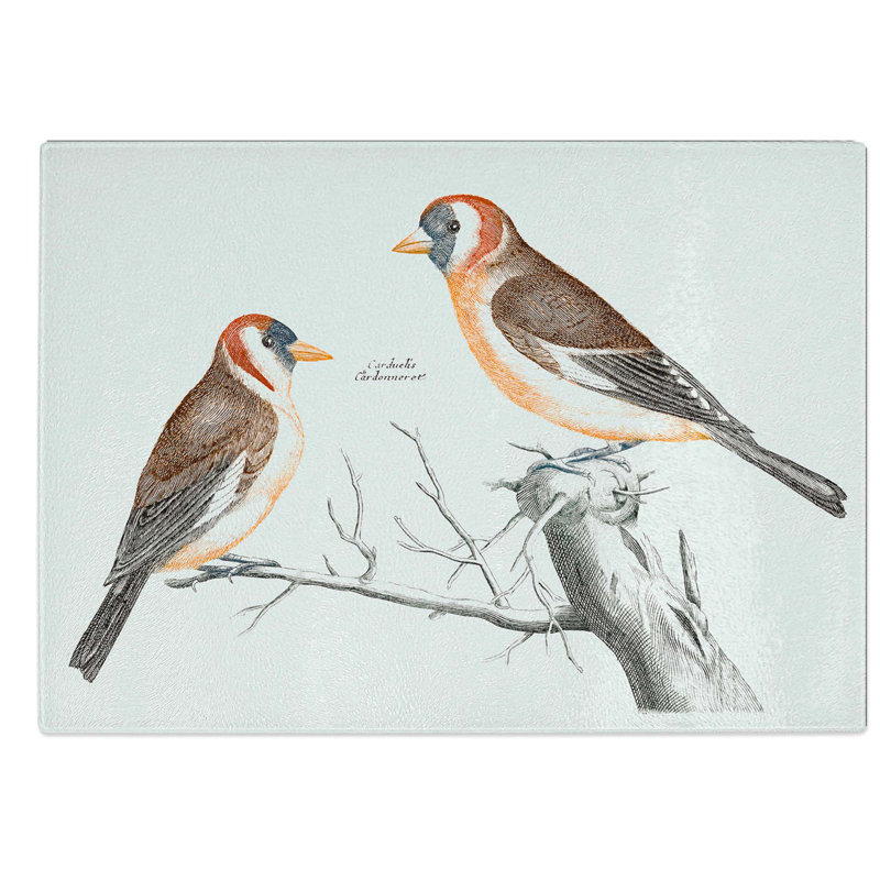 Glass Goldfinches by Johan Teyler Chopping Board, 39 cm W x 28.5 cm L