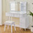 Modern Makeup Vanity Desk With LED Lights & Mirror, 4 Drawer Dressing Table Set With Stool, 3 Colors Dimmable Brightness, Space-Saving For Bedroom-856048258