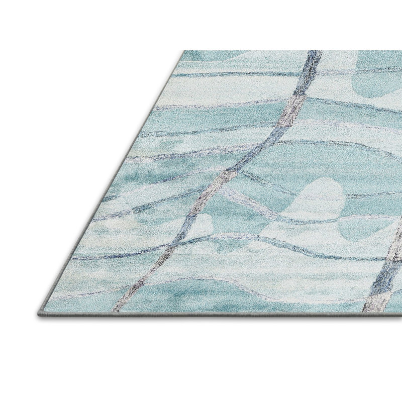 Tapis abstrait gris / bleu, Rectangle 4 pi x 6 pi