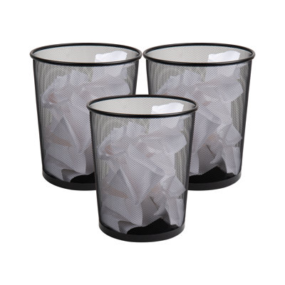 Mind Reader Mesh Trash Can, 3-Pack, Waste Paper Basket, Round, Metal, 11.5"L x 11.5"W x 13.75"H