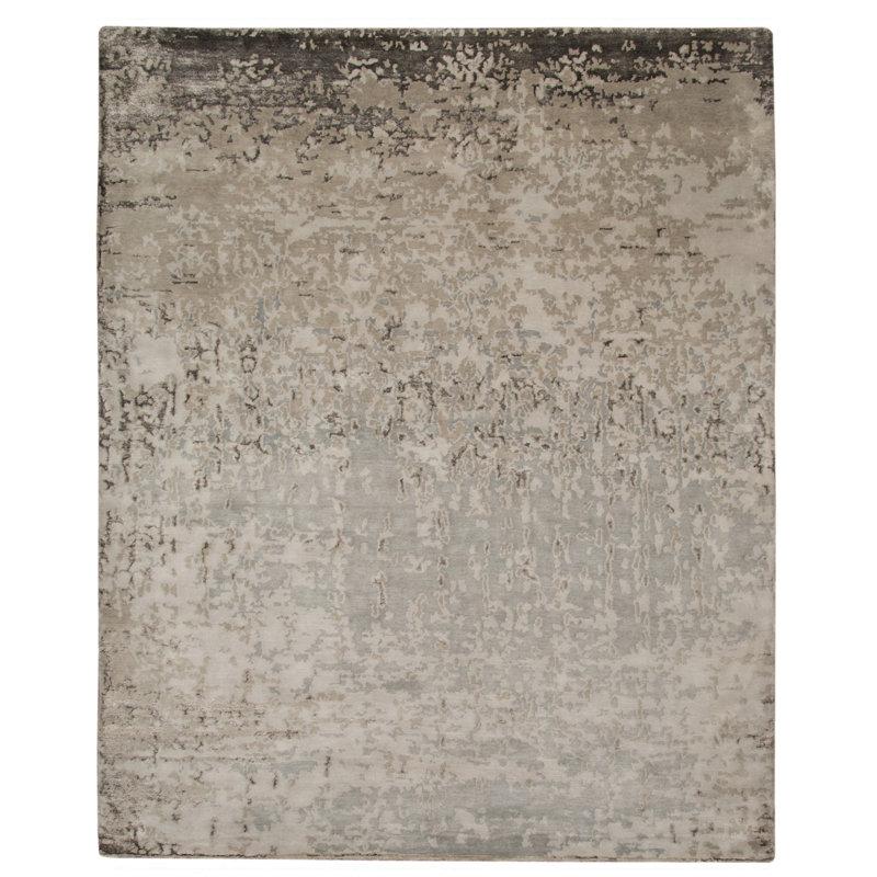 Tapis gris noué à la main Brettany, Rectangle 2 pi x 3 pi