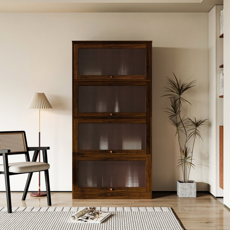 Bibliothèque avec portes en verre et grandes options de rangement