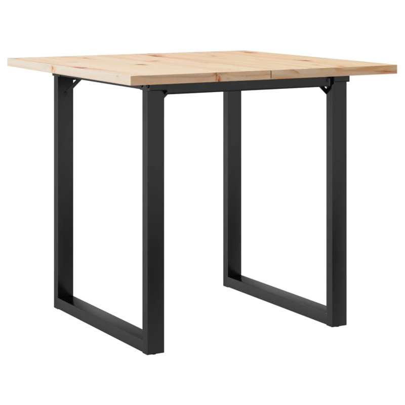  Dining Table Natural Pine And Black Steel, 29.7"H x 35.4"L x 35.4"W