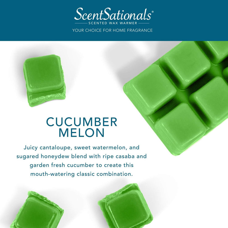 Collection de fond de cire ScentSationals 4PK, Concombre, melon