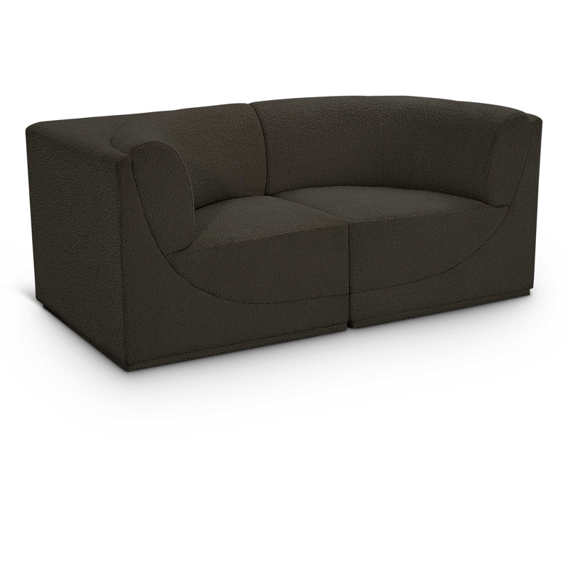 Ollie 68" Upholstered Sofa, Brown Boucle Fabric