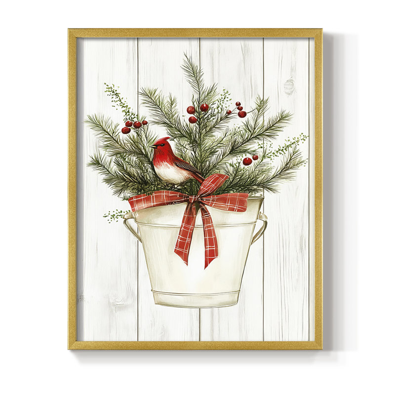 «Christmas Holiday Art LVII», reproduction encadrée - bois massif, H 21 po x l 17 po, Doré