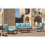 Canapé de patio en teck avec coussins sunbrella Shivers