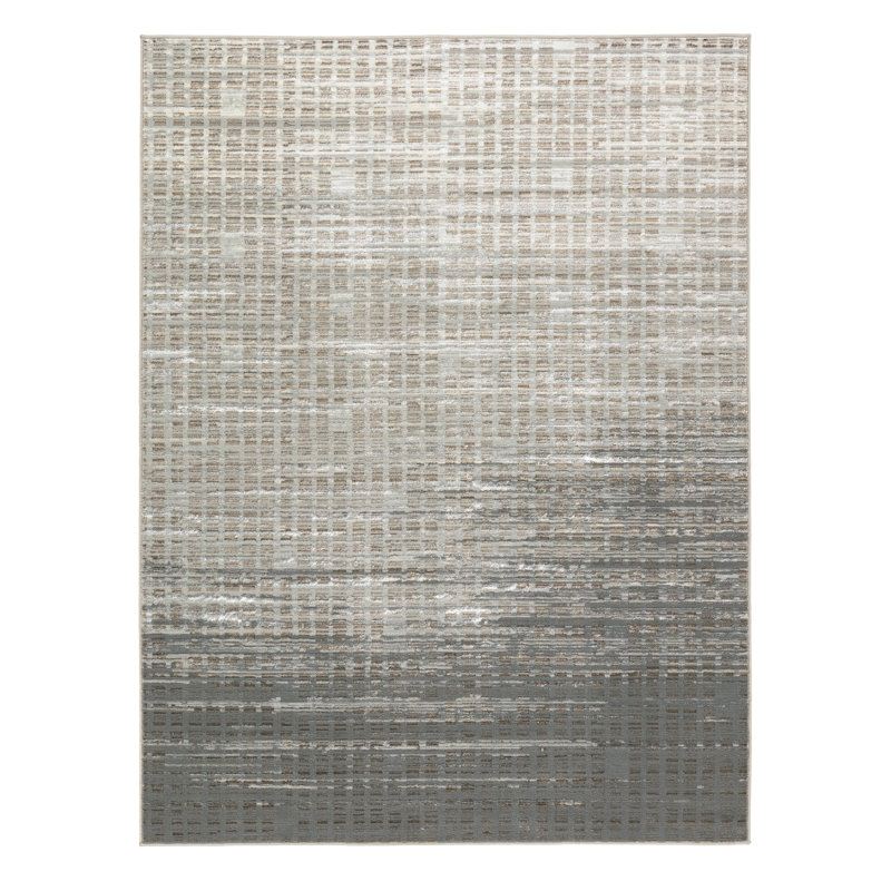 Label J  Tungsten Powerloomed Abstract Gray Area Rug (18" Swatch)