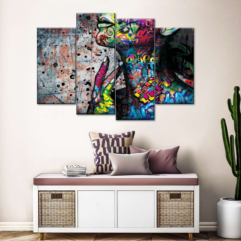" Vivid Female Portrait " by Harper D. 4 - Pieces, 22" H x 36" W x 1" D