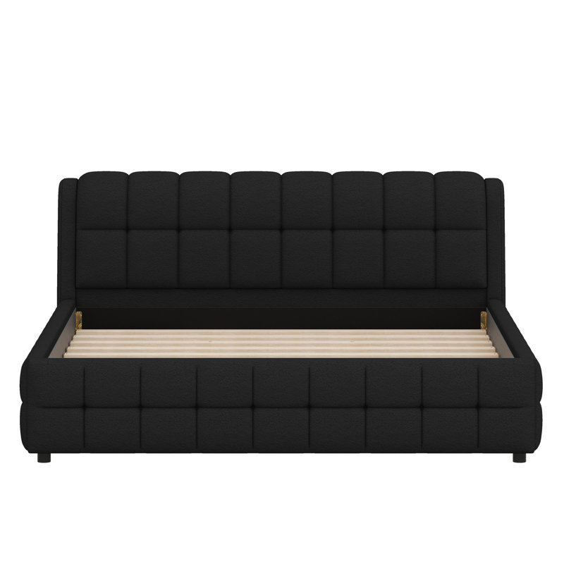 Cadre de lit contemporain tapissier au design épuré, Noir