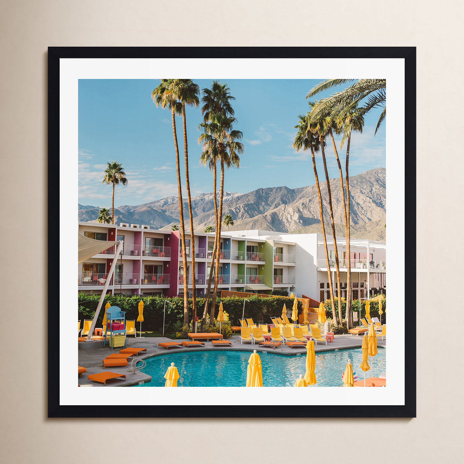 Behnke "Palm Springs Pool Day VIII" Print, Black Single Picture Framed, Yes, 36" W x 36" H