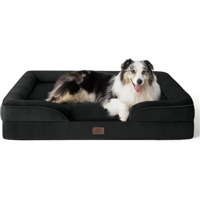 Lit orthopédique pour grand chien - Grand canapé-lit lavable pour chien Grand lit de soutien pour animal de compagnie en mousse avec housse amovible lavable, doublure imperméable et dessous antidérapant, rose